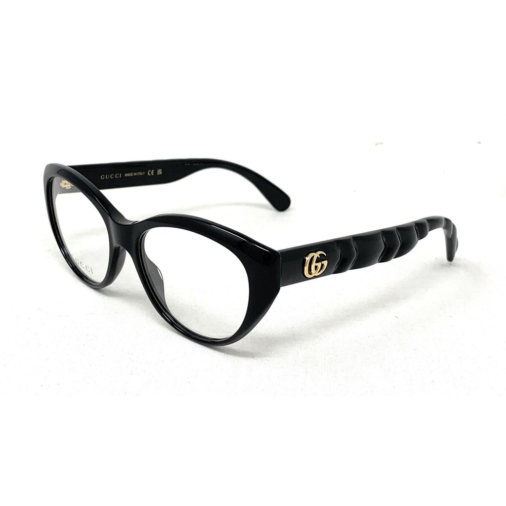 GUCCI GG0812O 001 Black Cat Eye Eyeglasses Women Acetate Frame 54-17-145 Italy